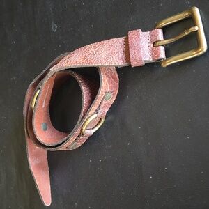 John Varvatos Brown Leather Belt with Brass Buckle